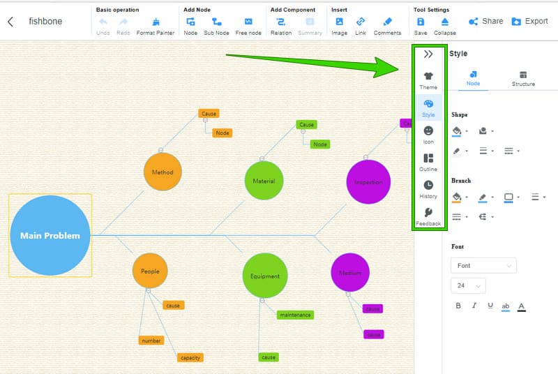 Menú d'optimització de MindOnMap