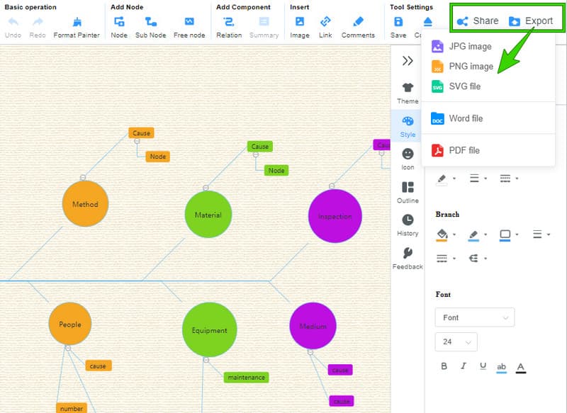 MindOnMap শেয়ার রপ্তানি