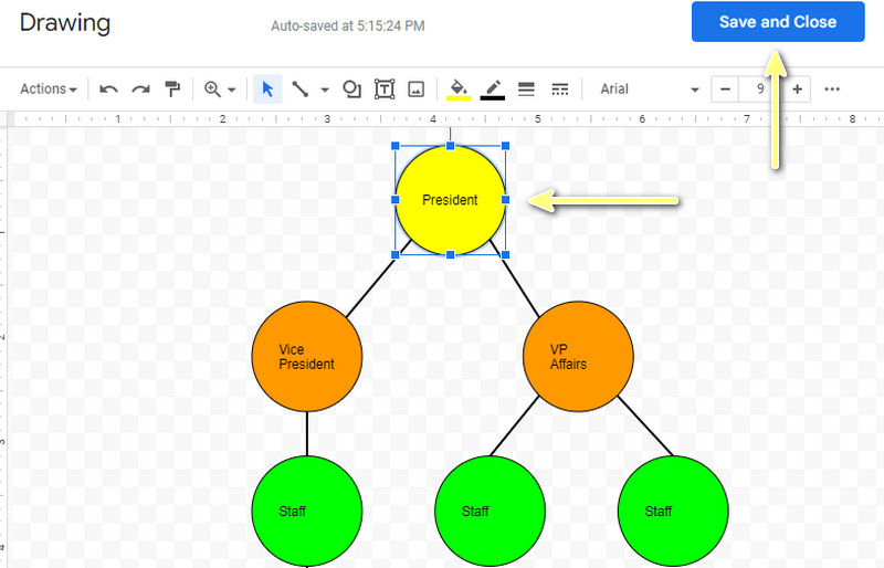 Tashkilotlar diagrammasi Google Docs