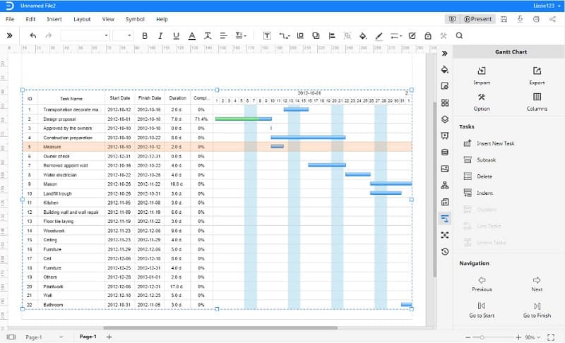 EdrawMax Gantt ဇယား