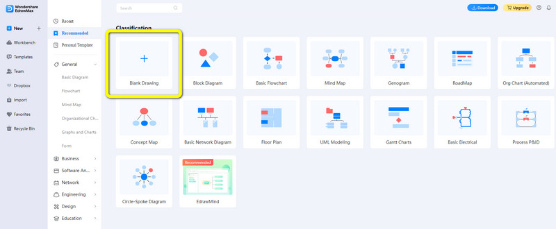 EdrawMax Blank Drawing ခလုတ်