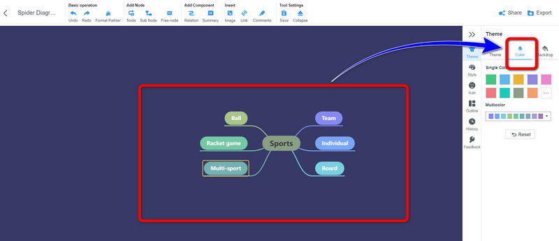 Encha o menú Diagrama