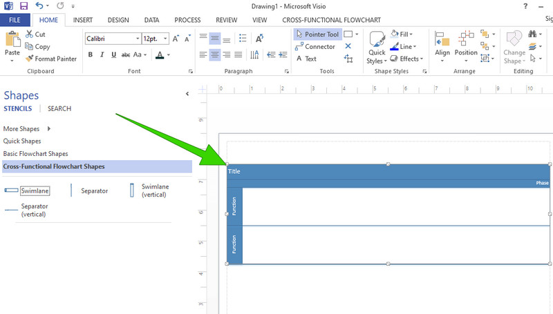 Visio Swimlane Sektion