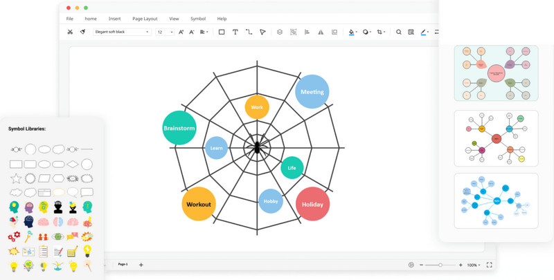 Wondershare EdrawMax zirnekļa diagramma