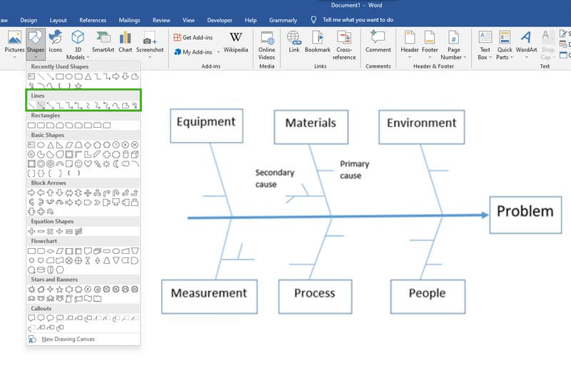 Word Blank Baliq suyagi diagrammasini yaratish