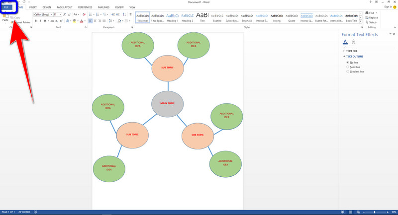 Word Save Spider Diagram