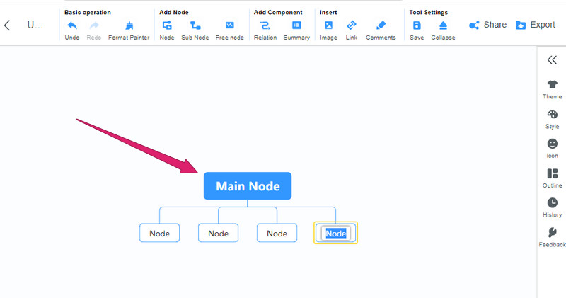 MindOnMap యాడ్ నోడ్ విభాగం