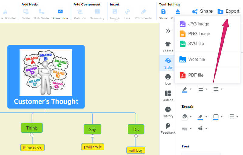 MindOnMap Export Section