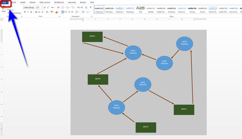 Uložit diagram toku dat Word