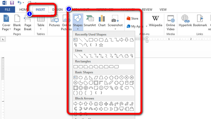 Select Insert Click Shape