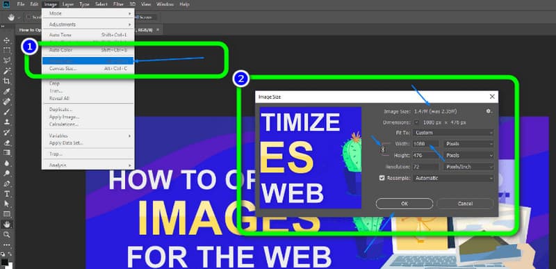 Reguleerige suurust Photoshop Optimize