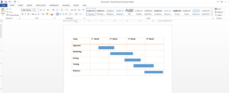 Word Gantt-diagram