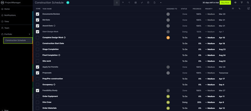 Construction Schedule Template