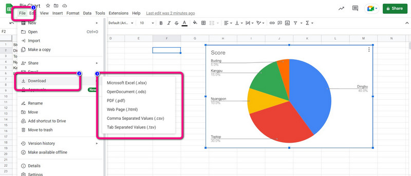 Bestand downloaden cirkeldiagram