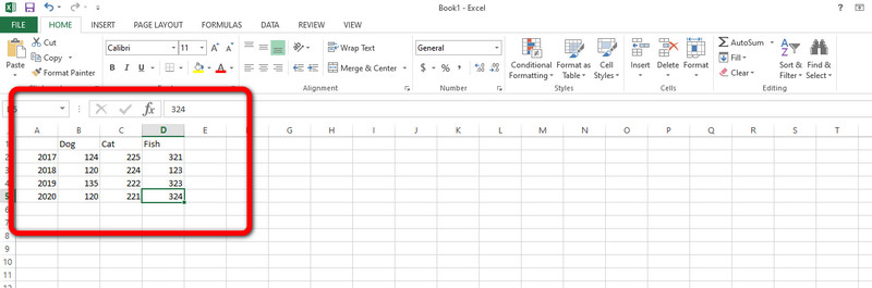 Zadejte data Excel
