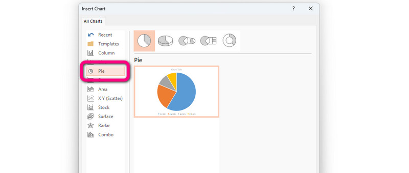 Ընտրեք Pie Option