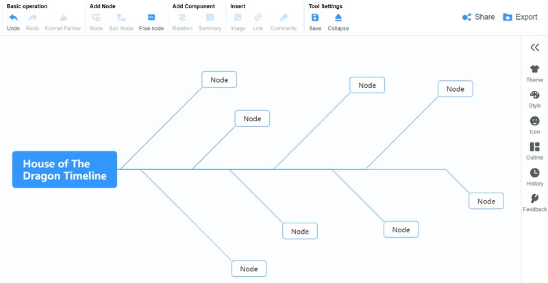 MindOnMap ٹائم لائن ہاؤس آف دی ڈریگن