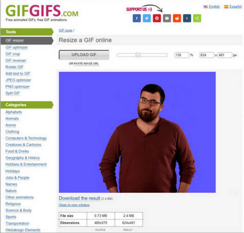 GIF GIF suuruse muutja