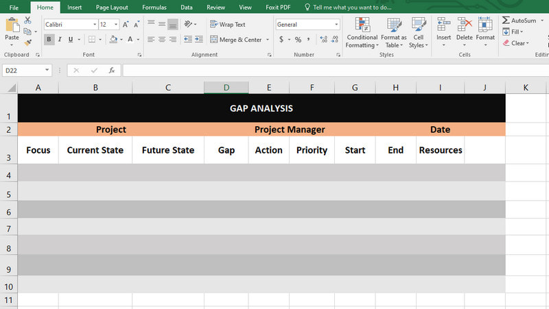 Analys av luckor i Excel-mall 