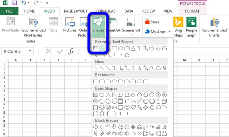ჩადეთ დამაკავშირებელი ხაზი Excel