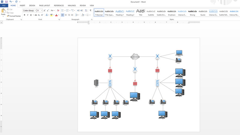 Word hálózati diagram készítő