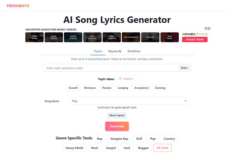 Freshbots Lyrics Generator