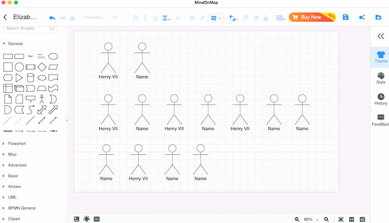 Funzionalità Aggiungi forme di Mindonmap