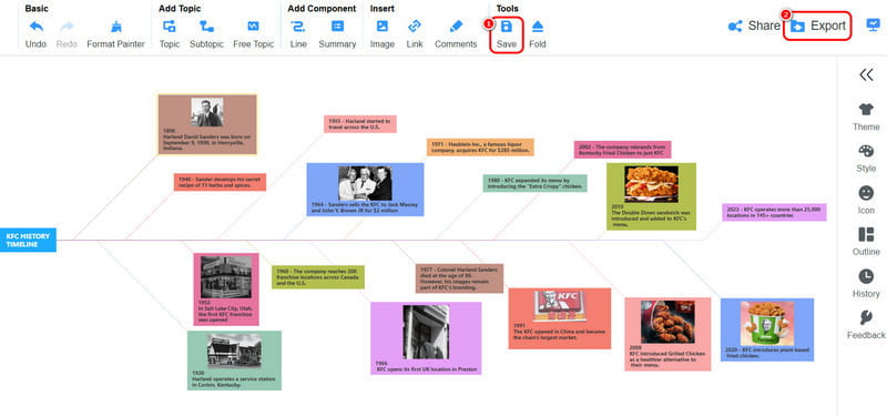 Simpan Ekspor Timeline Mindonmap