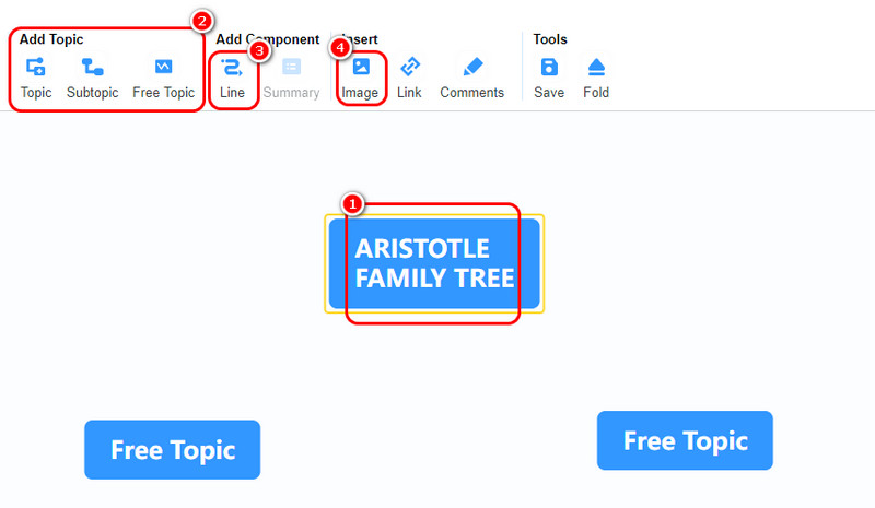 Vytvořte si rodokmen Aristotela na Mindonmap