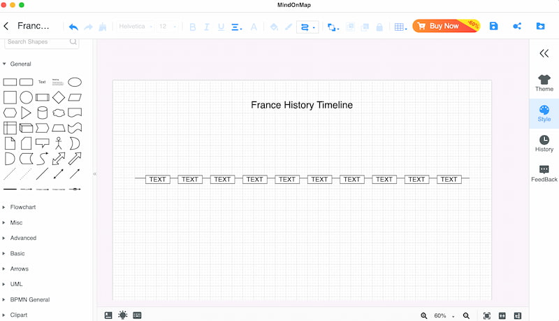 Mindonmap Add Shapes For France History