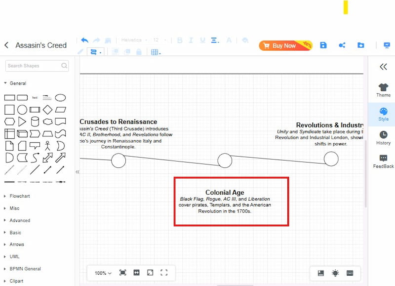 Mindonmap Assasins Creed Timeline Text hinzufügen