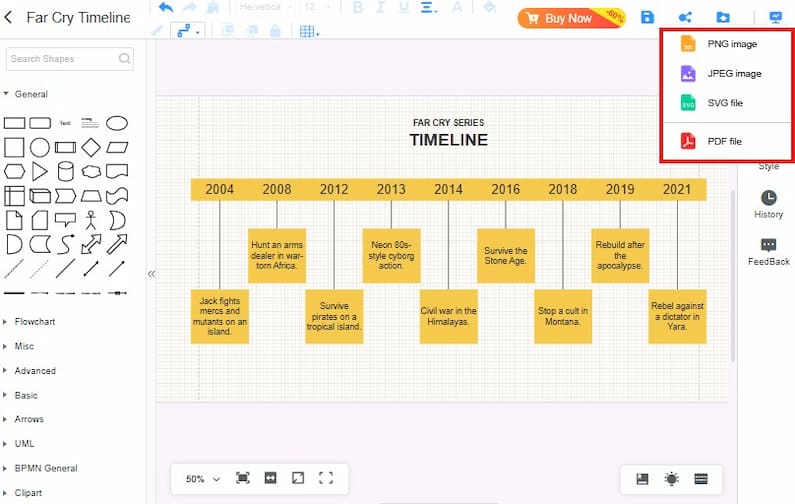 Mindonmap Far Cry Timeline Export