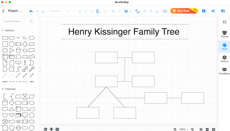 Rodokmen Henryho Kissingera z Mindonmap Přidat tvary