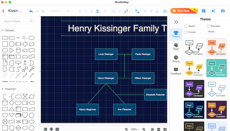 Rodokmen Henryho Kissingera z Mindonmap Přidat téma