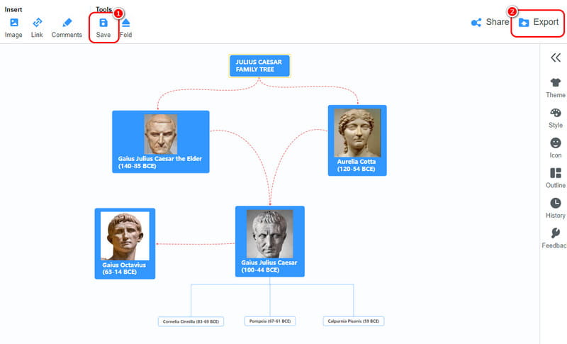 Save Julius Family Tree Mindonmap
