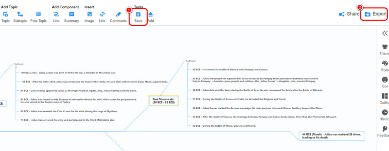 Save Timeline Mindonmap