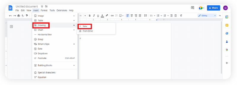 Вставить рисунок в Google Docs