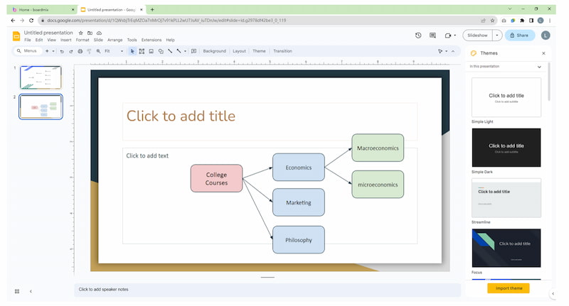 Google Slides Добавить тему