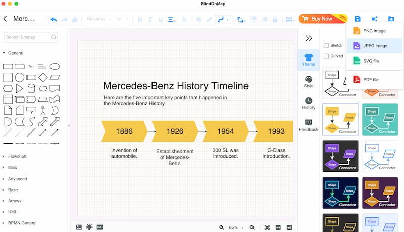 Mindonmap Shtoni Temë dhe Eksportoni për Mercedes-timeline